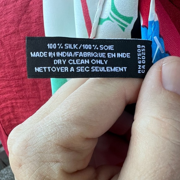 Scarf- Floral, colorful silk oblong scarf, Jones of New York, 62” x 13” - Picture 8 of 15